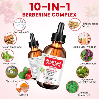 Liposomal Berberine HCL Liquid Drops 1500mg – Cinnamon & Herbal Digestive & Immune Support
