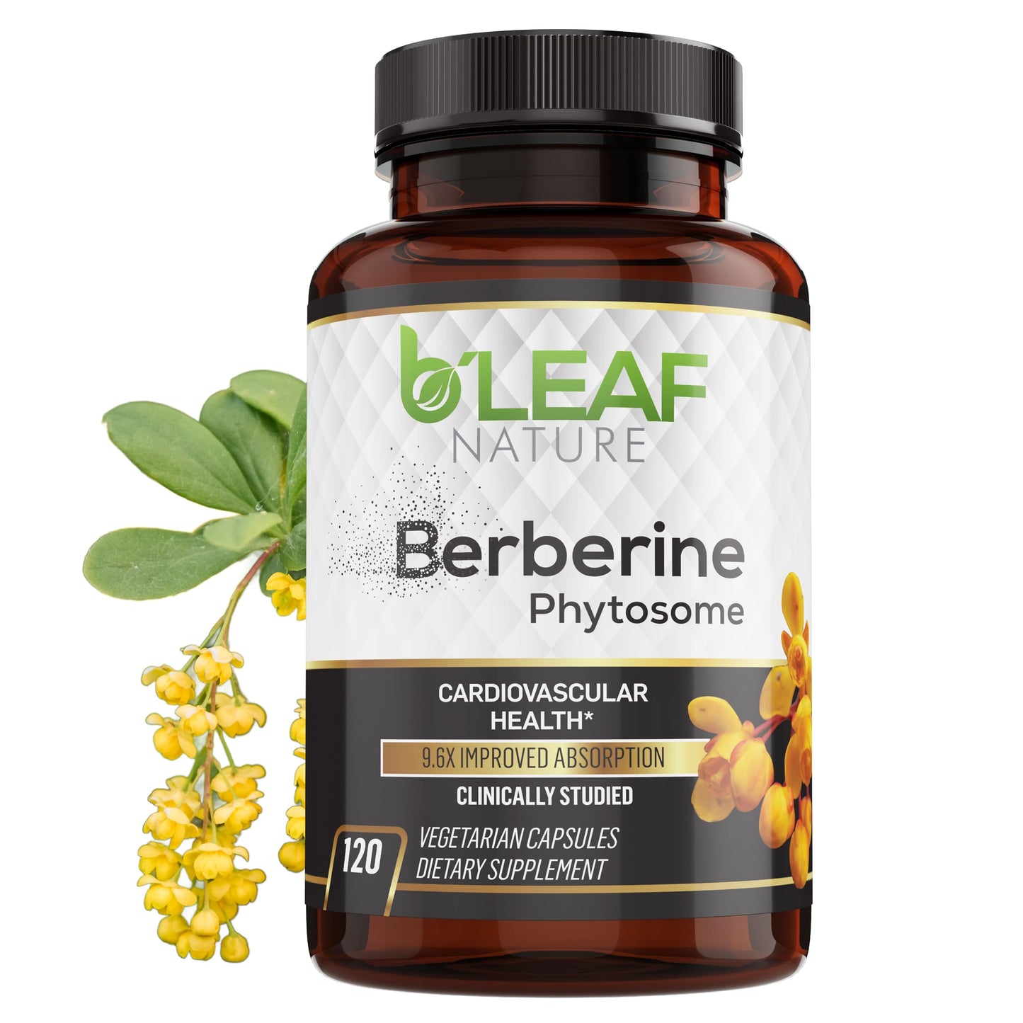 B’Leaf Nature Berberine Phytosome – 120 Capsules (1100mg) – Metabolic & Cardiovascular Support
