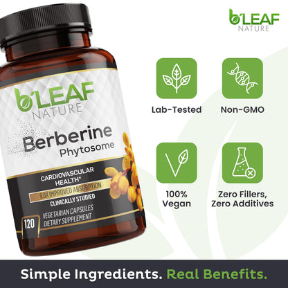 B’Leaf Nature Berberine Phytosome – 120 Capsules (1100mg) – Metabolic & Cardiovascular Support