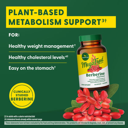 MegaFood Berberine Phytosome 550 mg per Serving | 60 Capsules | 9x Absorption | Vegan