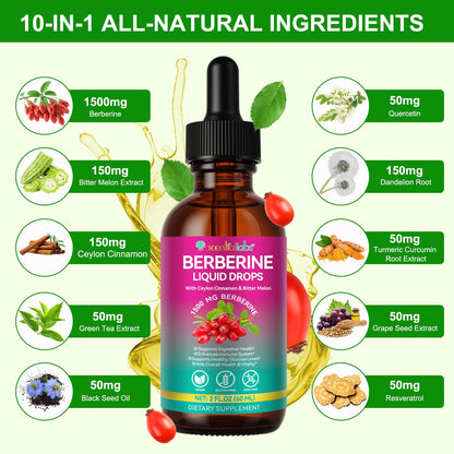 Berberine Liquid Drops 60ml with Ceylon Cinnamon – Immune & Digestive Support