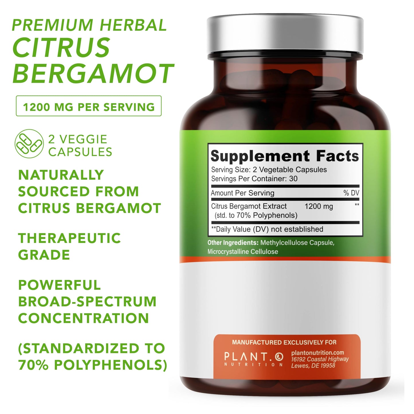 Plant.O Citrus Bergamot 1200mg – 70% Polyphenols | Heart Health