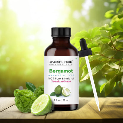 Majestic Pure Bergamot Essential Oil - 1 Fl Oz with Glass Dropper | 100% Pure & Natural