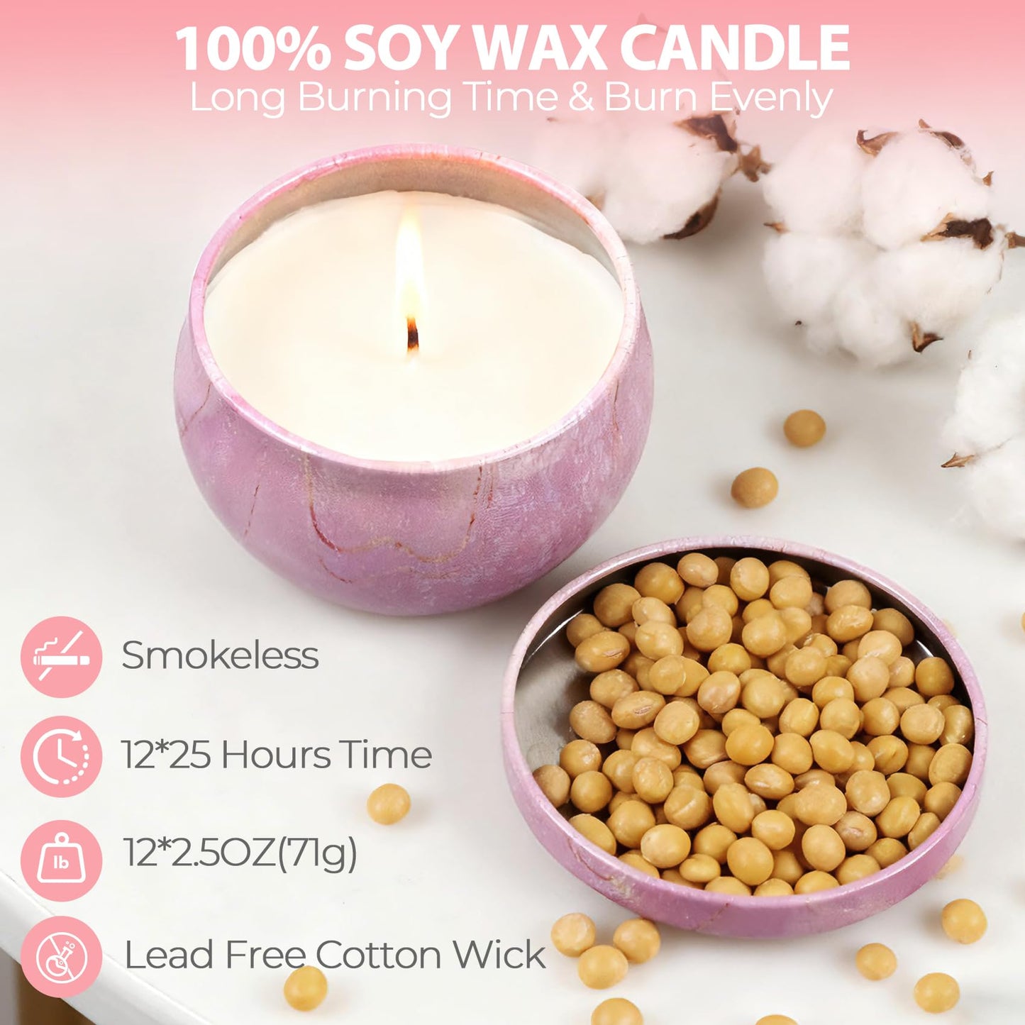 Gifts for Women - 12 Pack Scented Candles Gift Set | 2.5oz Soy Wax (320+ Hours)