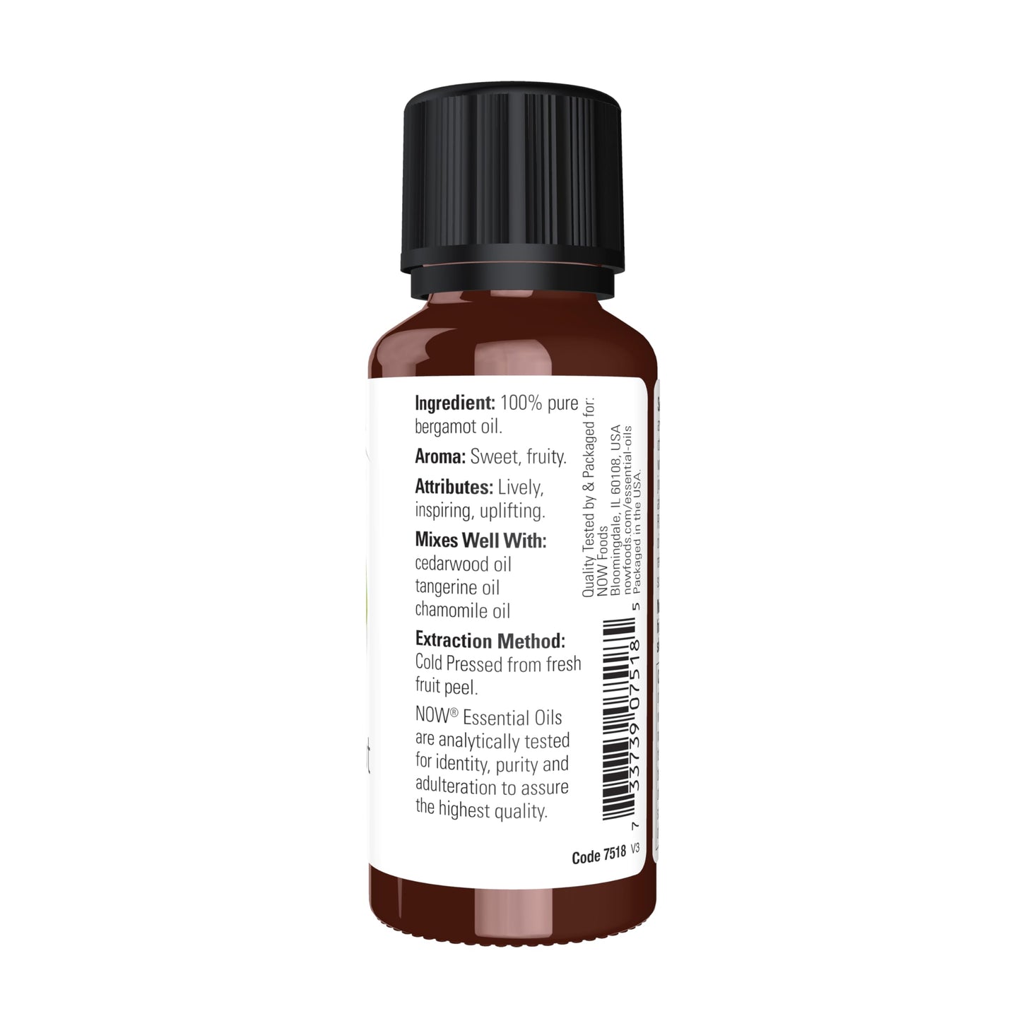 NOW Bergamot Essential Oil – 100% Pure, Cold-Pressed, 1 oz