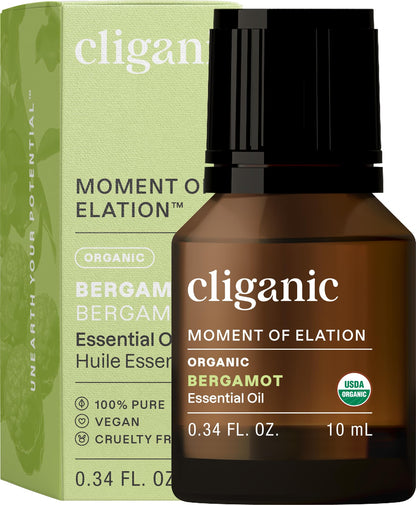 Cliganic Organic Bergamot Essential Oil – 100% Pure, USDA Organic, Non-GMO