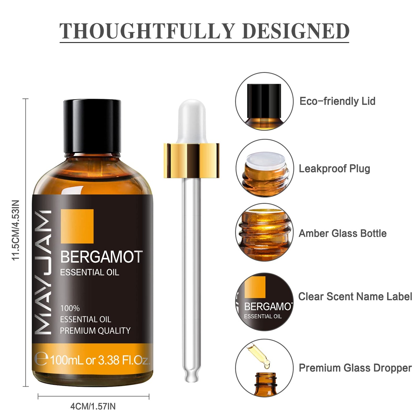 Bergamot Essential Oil | MAYJAM Premium Pure, 3.38 fl oz for Diffusers, Soap & Candles