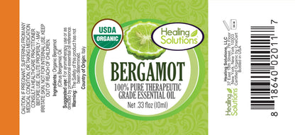 Healing Solutions Bergamot Essential Oil – 0.33 oz Organic, Undiluted