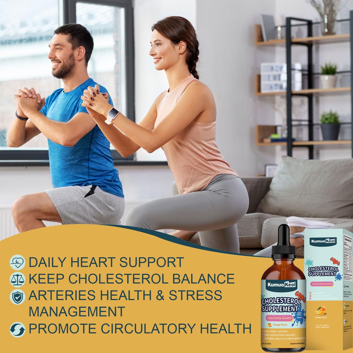 KumuoKeol Cholesterol Support Liquid Drops with Red Yeast Rice, Bergamot & Plant Sterols — Heart Health Formula, 2 fl oz