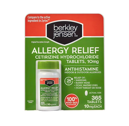 berkley jensen 24 Hour Allergy Relief (365-Count) - 10 mg Cetirizine Hydrochloride Antihistamine