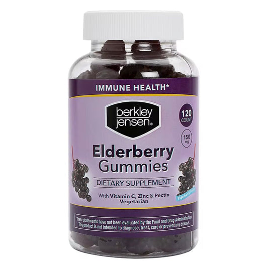 Berkley Jensen Elderberry Gummies with Vitamin C & Zinc, 120 ct / 150 mg BritishVita | Premium UK Vitamins & Wellness Supplements