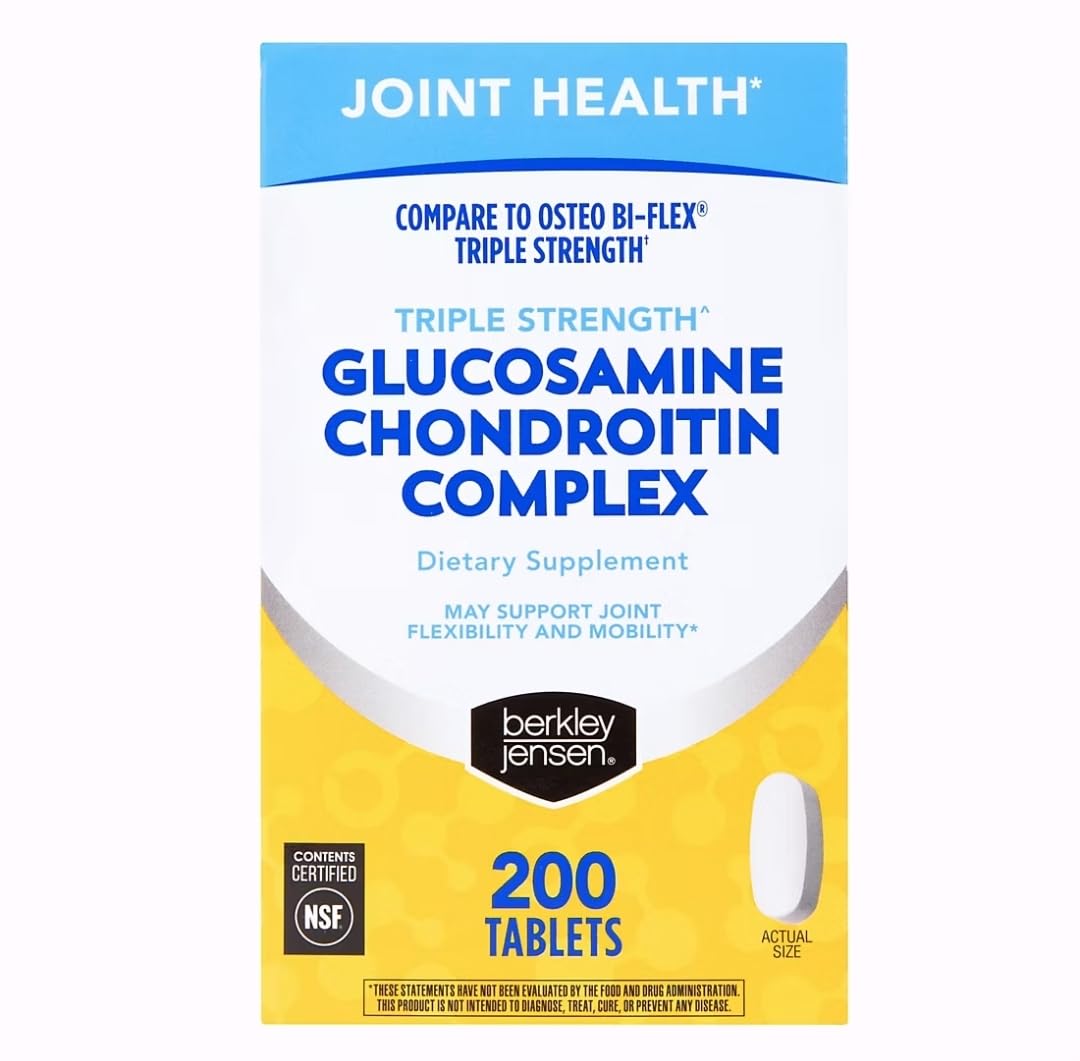 Berkley Jensen Triple Strength Glucosamine Chondroitin MSM Boswellia Complex 2703 mg — Joint Support (200 Tablets)