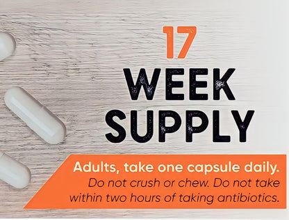 Berkley Jensen Natural 10-Strain Probiotic Supplement - 120 Count, 10 Billion CFUs per Capsule, 17-Week Digestive & Immune Health Support