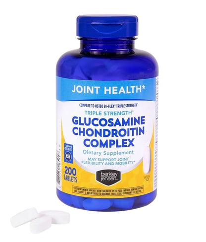 Berkley Jensen Triple Strength Glucosamine Chondroitin MSM Boswellia Complex 2703 mg — Joint Support (200 Tablets)