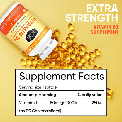 Berkley Jensen Vitamin D3 2000IU (50 mcg) – 640 Softgels, USA Made