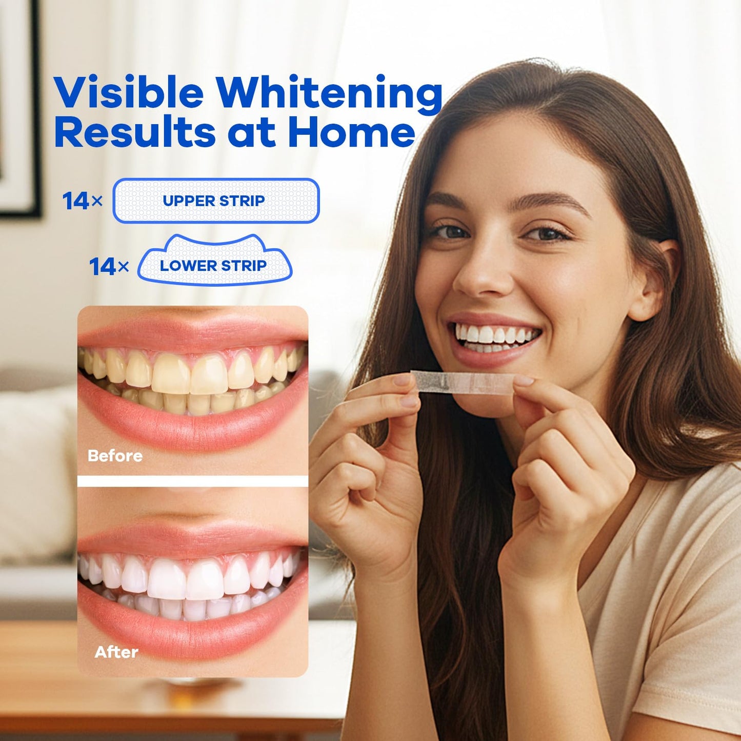 Berlix Teeth Whitening Strips - 32 Count (16 Treatments) | Enamel Safe & Gentle