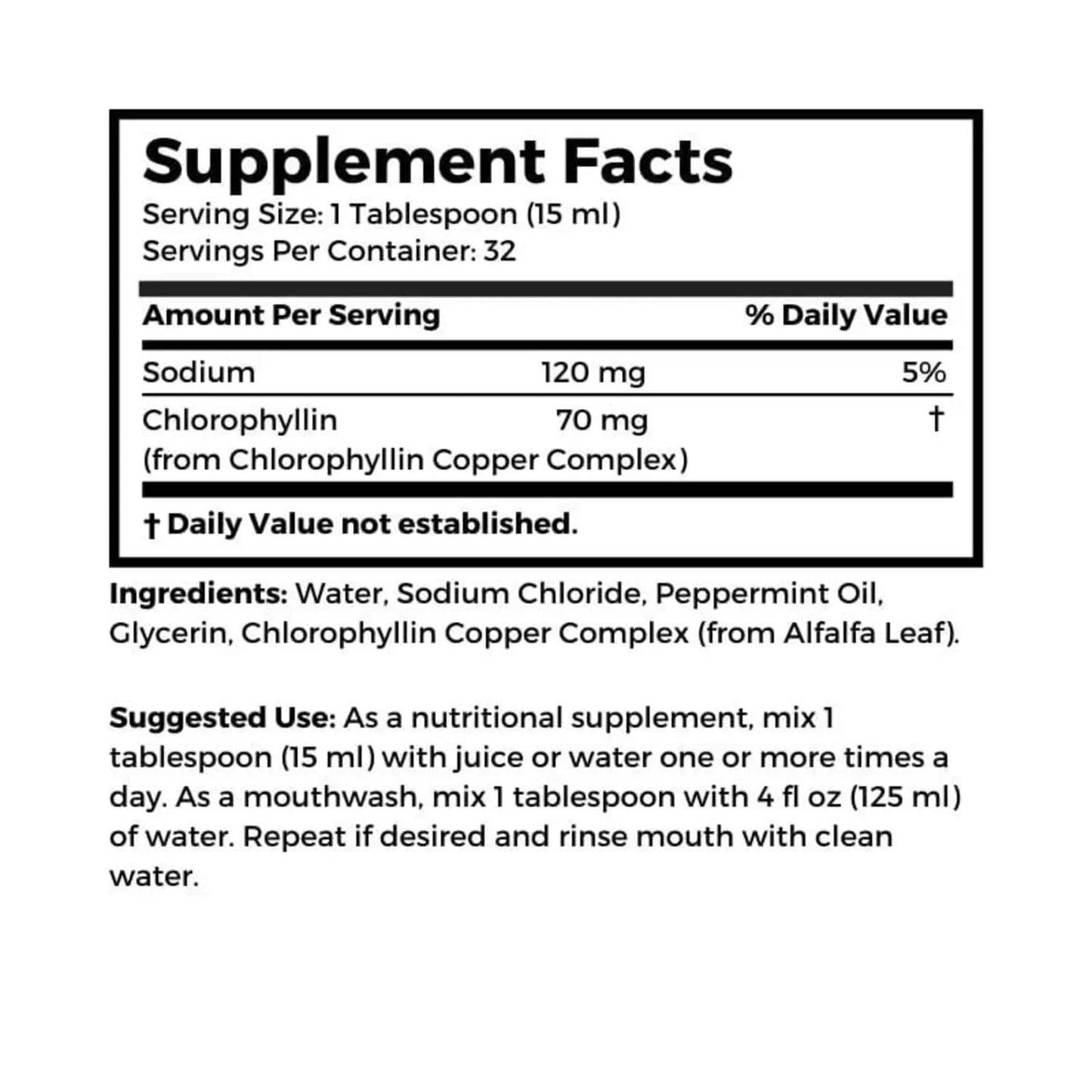 Bernard Jensen's Chlorophyll Liquid Mint Flavor - 16 Fl Oz