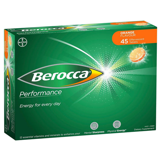 Berocca Orange Effervescent Tablets 45-Count | 12 Vitamins & Minerals BritishVita | Premium UK Vitamins & Wellness Supplements