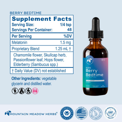 Berry Bedtime Drops for Kids – Melatonin & Herbal Sleep Support (2 oz) | Mountain Meadow Herbs