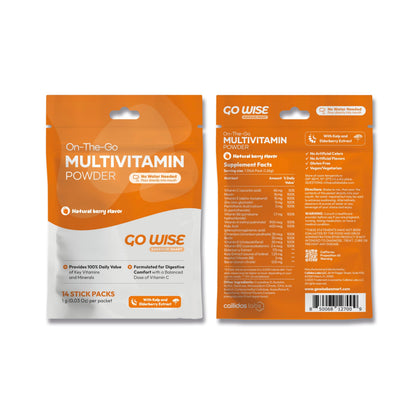 Go Wise On The Go Multivitamin Powder – 14 Vegan Daily Packets, Berry Flavor, Gluten-Free