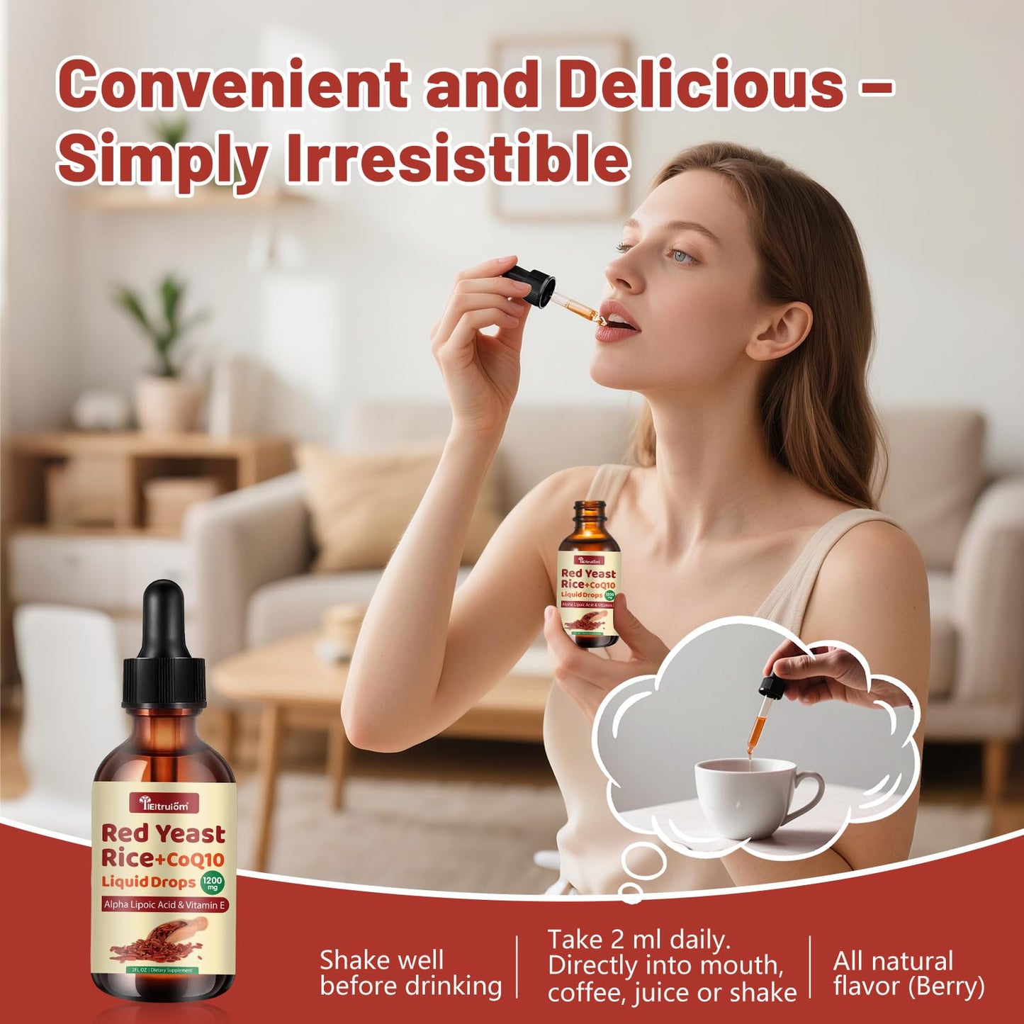 llEltruiom Red Yeast Rice with CoQ10 Drops - 1200mg, Alpha Lipoic Acid, 2 oz, Citrinin Free