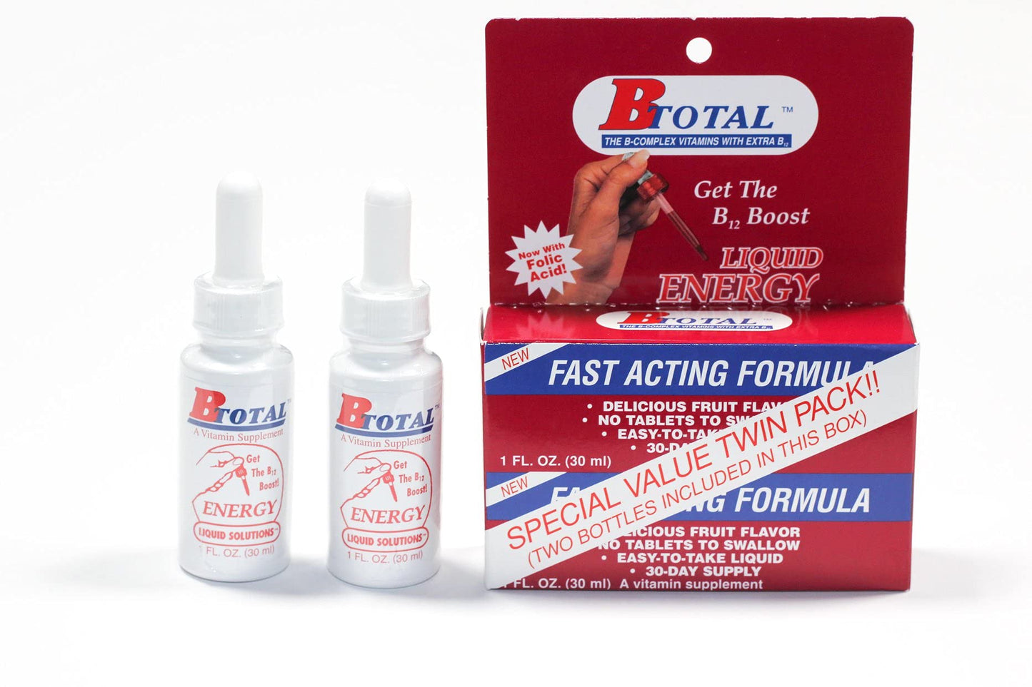 Sublingual B-Total Twin Pack - 2 fl oz | Berry Flavor, Caffeine-Free Vitamin B-12 Energy Drops