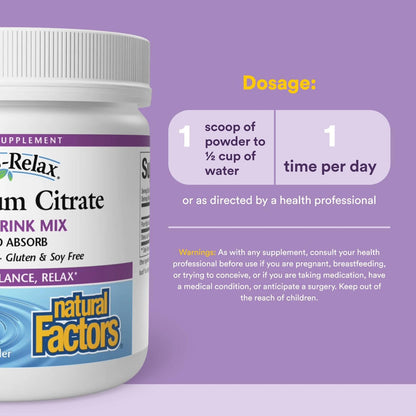 Natural Factors Magnesium Citrate Powder - Berry, 8.8 oz (75 Servings)