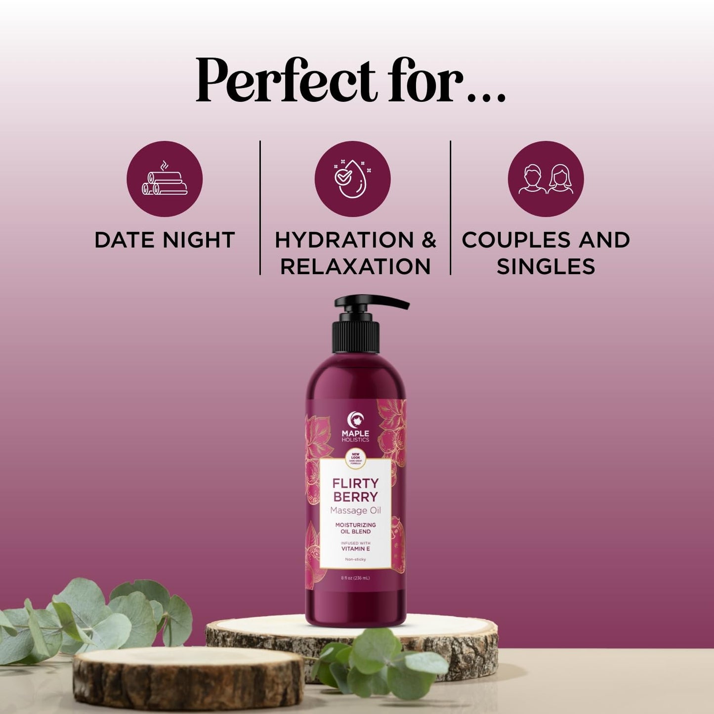 Berry Sensual Massage Oil for Couples – Vegan, Non-GMO, Gluten Free