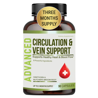 Best Blood Circulation Supplements & Vein Support – Blood Flow, Leg Circulation, Heart Health, Varicose Veins | Butcher's Broom & Diosmin – 90 Caps