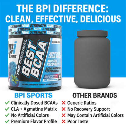 BPI Sports Best BCAA - Blue Raspberry Powder (60 Servings, 21.12 oz)
