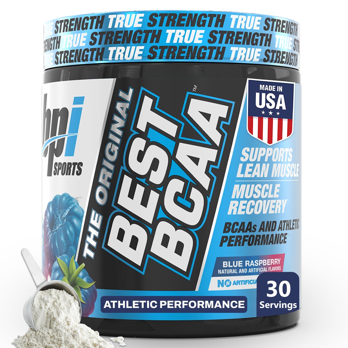 BPI Sports Best BCAA Powder – Blue Raspberry, 30 Servings | Muscle Recovery & Hydration