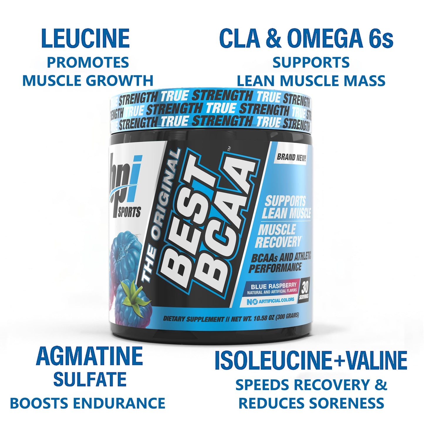 BPI Sports Best BCAA Powder – Blue Raspberry, 30 Servings | Muscle Recovery & Hydration