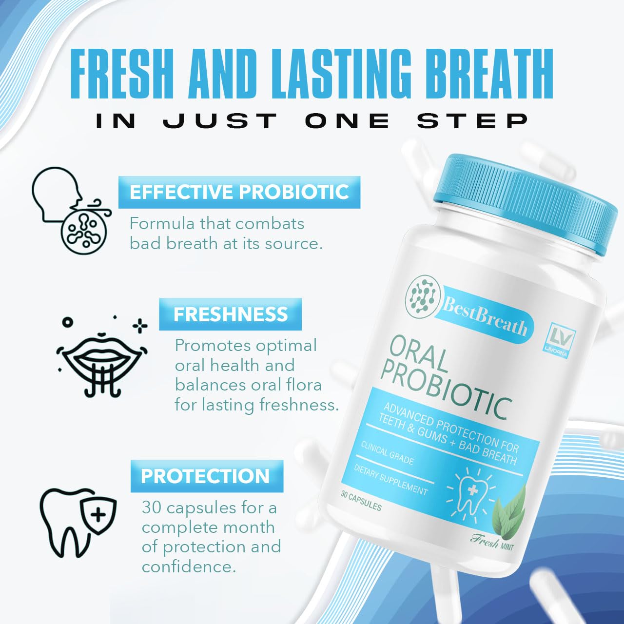 1 Pack Best Breath Oral Probiotic – 30 Capsules (1 Month Supply)