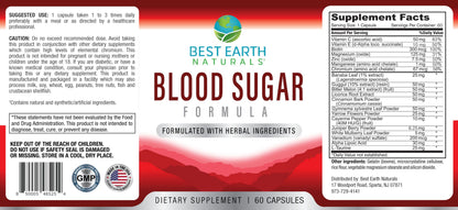 Best Earth Naturals Blood Sugar Formula with Cinnamon, Gymnema & Banaba – 60 Count