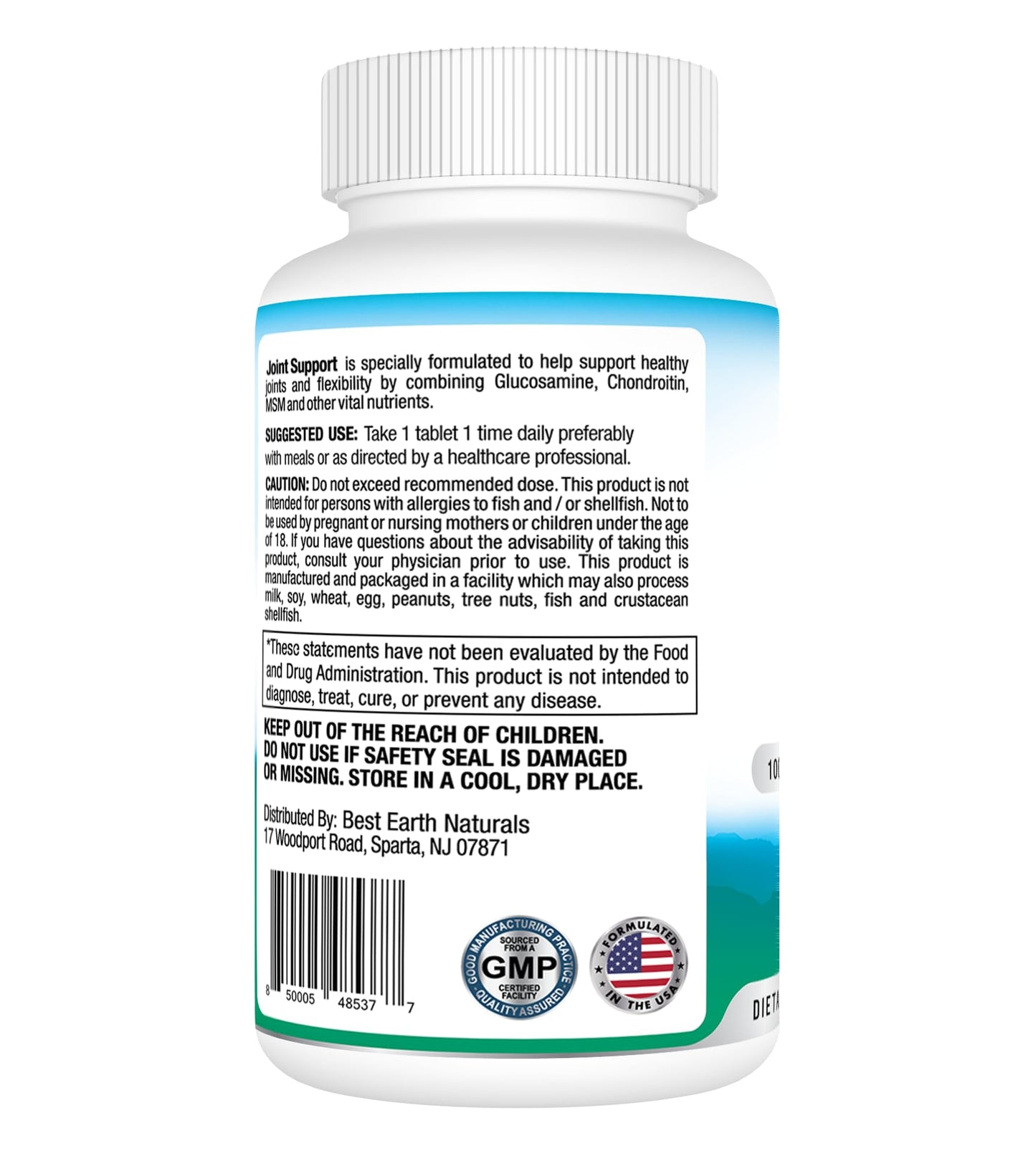 Best Earth Naturals Joint Support- Glucosamine, Chondroitin, MSM & Special Vitamins & Nutrients for Back, Hip & Joint Support - Joint Supplement for Joints, Muscle & Flexibility 30 Day Supply