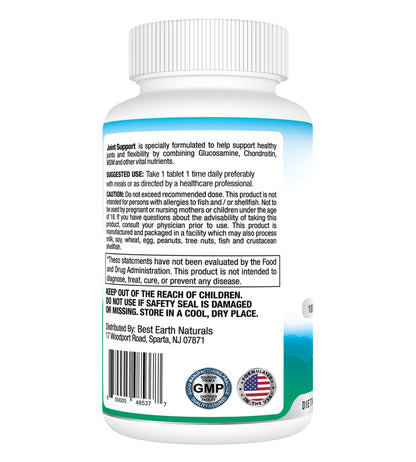 Best Earth Naturals Joint Support- Glucosamine, Chondroitin, MSM & Special Vitamins & Nutrients for Back, Hip & Joint Support - Joint Supplement for Joints, Muscle & Flexibility 30 Day Supply