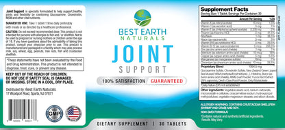 Best Earth Naturals Joint Support- Glucosamine, Chondroitin, MSM & Special Vitamins & Nutrients for Back, Hip & Joint Support - Joint Supplement for Joints, Muscle & Flexibility 30 Day Supply