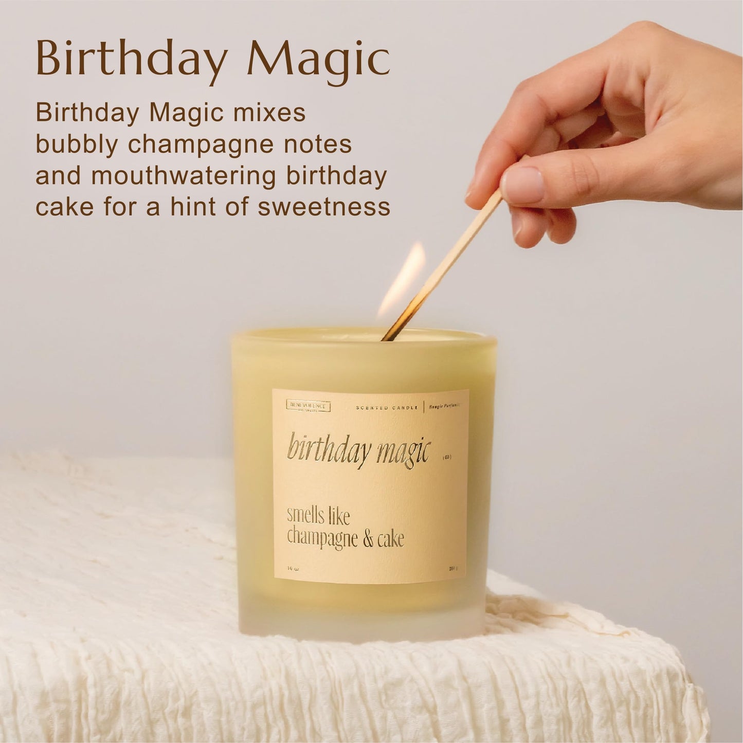 Birthday Magic Scented Candle – 10 oz, 40-50 Hour Burn | Champagne & Cake | Gifts for Women