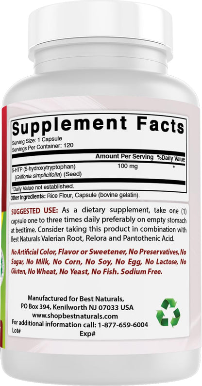 Best Naturals 2-Pack 5-HTP (5-hydroxytryptophan) 100 mg - 120 Capsules
