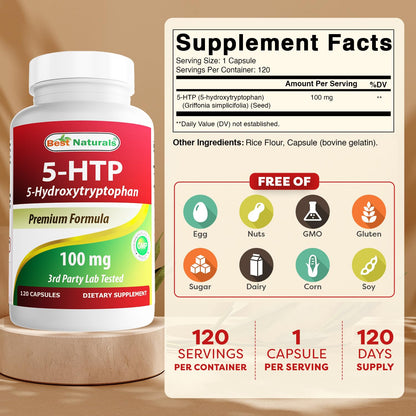 Best Naturals 2-Pack 5-HTP (5-hydroxytryptophan) 100 mg - 120 Capsules