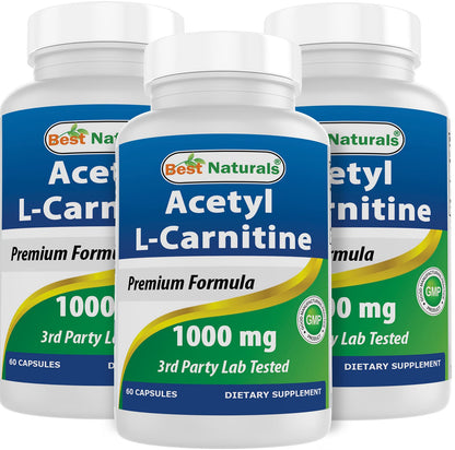 Best Naturals Acetyl L-Carnitine 1000 mg – 60 Capsules (Pack of 3)