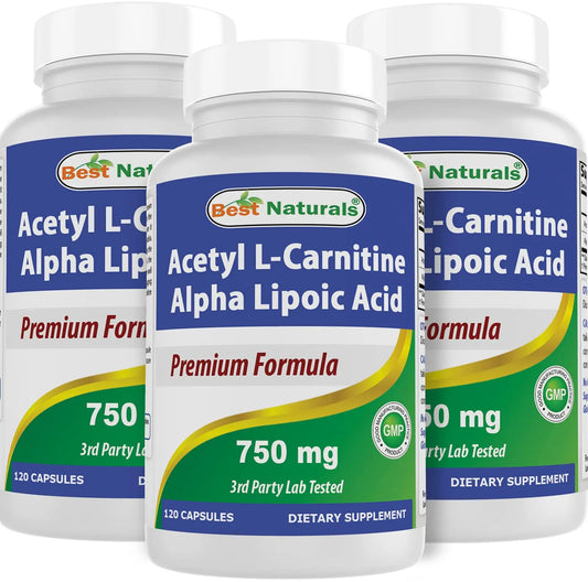 Best Naturals Acetyl L-Carnitine & Alpha Lipoic Acid 750 mg – 360 Count (3 x 120) BritishVita | Premium UK Vitamins & Wellness Supplements