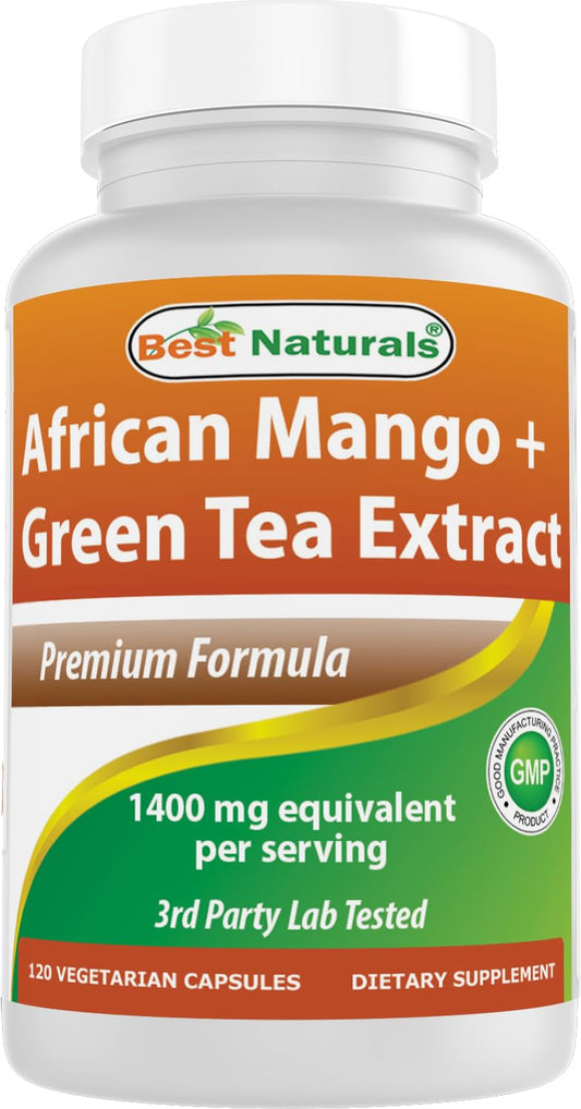 Best Naturals African Mango with Green Tea 1400 mg per Serving - 120 Vegetarian Capsules BritishVita | Premium UK Vitamins & Wellness Supplements