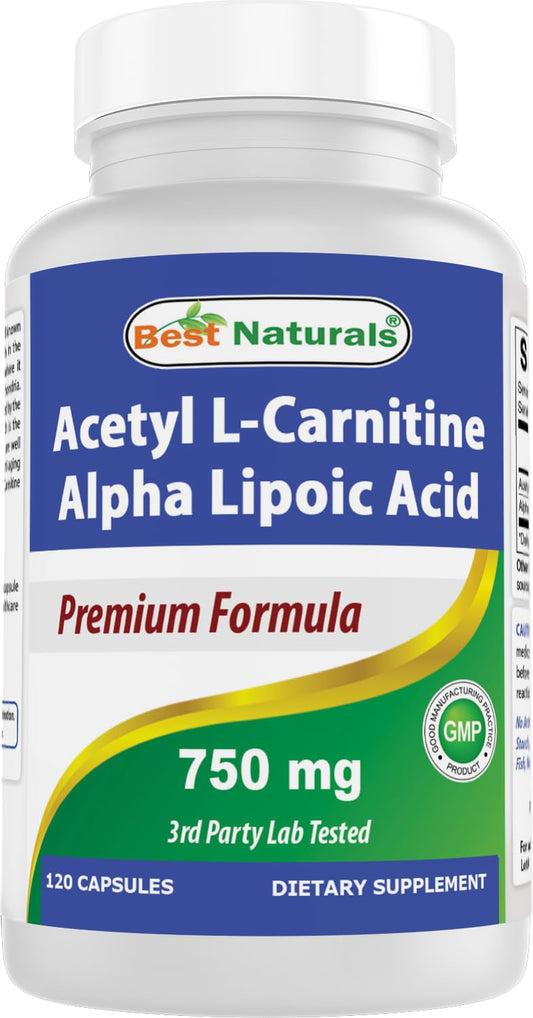 Best Naturals Acetyl L-Carnitine & Alpha Lipoic Acid 750 mg - 120 Capsules BritishVita | Premium UK Vitamins & Wellness Supplements