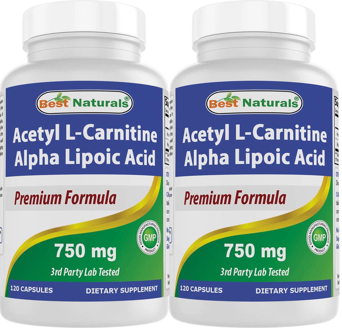 Best Naturals Acetyl L-Carnitine + Alpha Lipoic Acid 750 mg | 120 Capsules (Pack of 2)