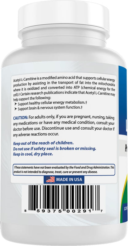 Best Naturals ALCAR 500mg – 120 Capsules, Non-GMO & Gluten-Free