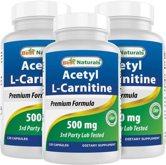 Best Naturals Acetyl L-Carnitine 500mg – 120 Servings (3 Pack) | Non-GMO & Gluten Free BritishVita | Premium UK Vitamins & Wellness Supplements