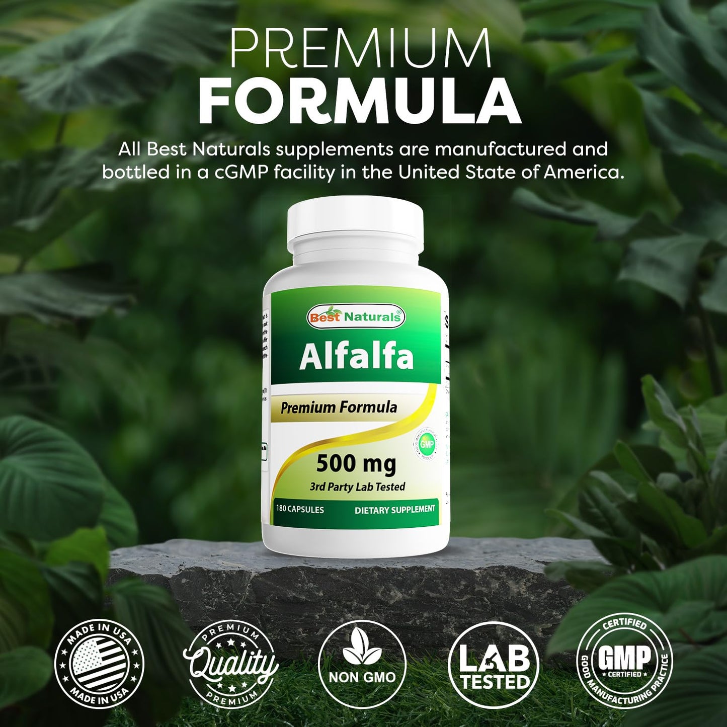 Best Naturals Alfalfa Green Super Food 500 mg – 180 Capsules (Pack of 2)