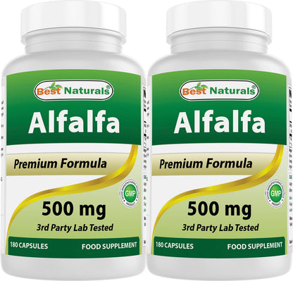 Best Naturals Alfalfa Green Super Food 500 mg – 180 Capsules (Pack of 2)