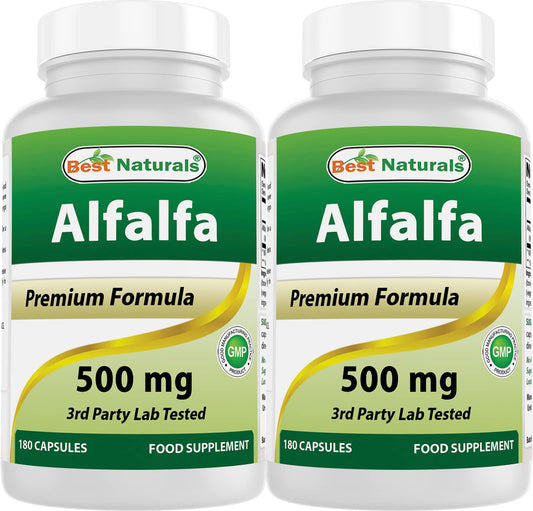Best Naturals Alfalfa Green Super Food 500 mg – 180 Capsules (Pack of 2) BritishVita | Premium UK Vitamins & Wellness Supplements